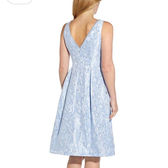 ADRIANNA PAPELL Pearl Trimmed Jacquard Dress - Picture 2 of 16